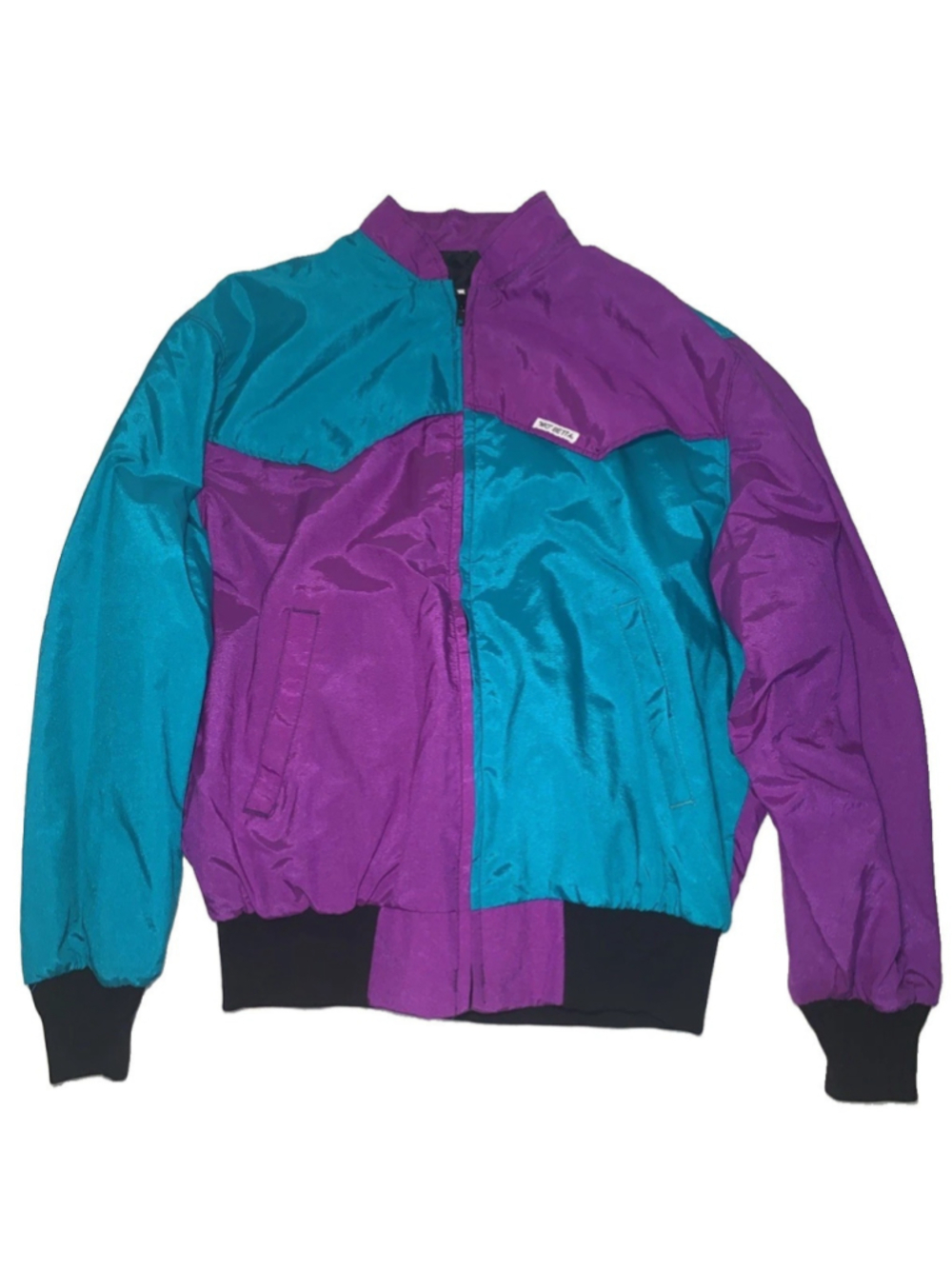 Mo Betta Vintage Windbreaker 90’s Teal Green Purple Color-block Jacket Size L